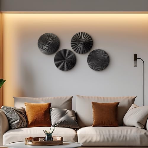 Hicarer 4 Pcs 12 Inch Black Metal Wall Art Decor Modern Sunburst Decor - Image 6