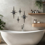 sxnzequnze 4 Pcs Star Wall Art Metal 3D Retro Room Decor Black 16.5In/9.4In - Image 6