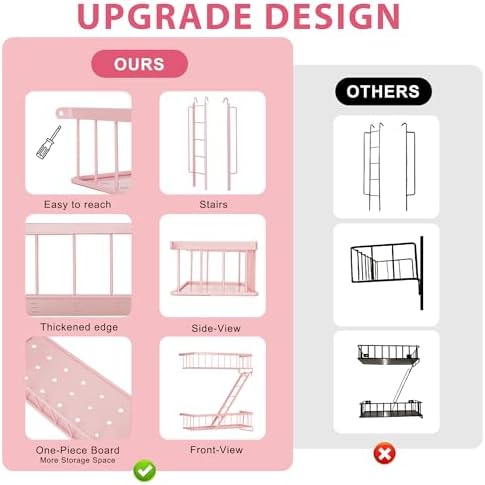 SweetSage Fire Escape Shelf - Pink Wall Decor Floating Shelves, Cute Metal Ladder Shelving for Bedroom, Home Decor Display (3-Tier) - Image 4