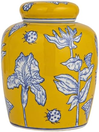 Creative Co-Op Decorative Ceramic Ginger Jar with Lid, Yellow - Image 6