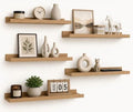 24inch Long Floating Shelves for Wall Decor, 5-Set Shelves with Lip, Oak by RicherHouse