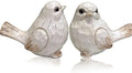 KiaoTime Farmhouse Bird Decor Resin Bird Figurines - Set of 2, Vintage & Modern Bird Decor Statue for Home Decor Accents, Cottage Bird Ornaments Decoration New White Carved Rustic Bird Figurine by KiaoTime
