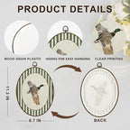 dvhdajed Vintage Mallard Duck Oval Wall Art Decor, Cabin Mallard Ducks Green Striped Framed Canvas Art, Duck Hunting Decorations, Rustic Animal Wall Hanging Decor for Toddler Room Bedroom, 8.7x11.3 - Image 7