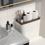 Acacia Bathroom Toilet Tank Tray, 13" Wood Toilet Paper Storage Basket Back of Toilet Basket Organizer, Vanity Tray for Perfume Makeup Candle Kitchen Counter Coffee Table Decor - Image 4
