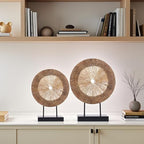 XMGZQ Wood Color Minimalist Round Statue Above Cabinet Decor Kitchen,Modern Decorative Sculpture Home Decorations for Living Room Coffee Table,Shelf Decor Items,Center Pieces Decoration - Image 2