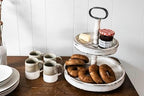 Creative Co-Op Distressed Cream Wood 2-Tier Tray with Metal Handle - Image 7