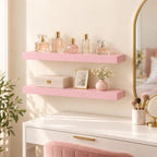 BAYKA Pink Floating Shelves 22.5in, Set of 2, Wall Mounted for Wall Decor by Bayka