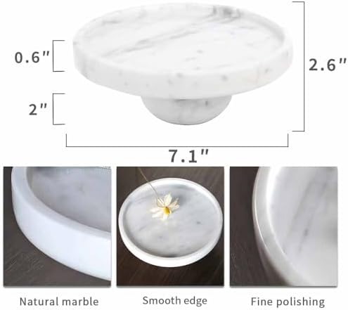 Marble Decorative Tray, 7" Round Marble Tray for Coffee Table - Image 2