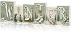 Winter Tabletop Decor, Sage Green Wooden Sign for Shelf, Mantel & Home by Unknown