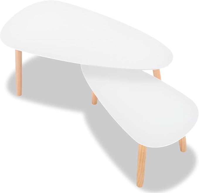 Gecheer Scandinavian Style Solid Pine Wood Coffee Table Set - Image 5