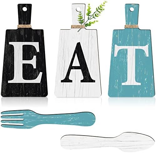 Jetec Cutting Board Eat Sign Set Wall Decor, Black, White, Teal by Jetec