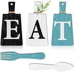 Jetec Cutting Board Eat Sign Set Wall Decor, Black, White, Teal by Jetec