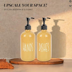 16 oz Glass Soap Dispenser with Pump, Refillable Dish Soap Dispenser for Kitchen Sink, Hand Soap and Lotion Dispenser for Bathroom Countertop, Decorative Kitchen Bathroom Accessories (Yellow) - Image 6