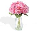 Garvee Artificial Pink Hydrangea Flowers Arrangement with Vase, 6 PCS Silk Hydrangea Bouquet Centerpiece with Faux Water, Realistic Fake Flowers for Table Centerpiece, Home, Office, Wedding Decor by Garvee