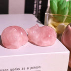 QINJIEJIE Rose Quartz Cat Decor Pink Gift Crystals Cat Stone Figurine - Image 5