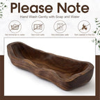 Nuogo 19 Inch Wooden Wavy Edge Dough Bowl Supplies, Brown - Image 4