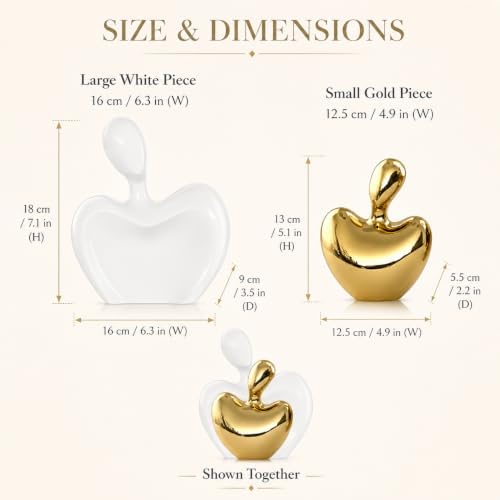 XMGZQ Hugging Couple Statue Ceramic Lover Figurine Home Decor is a Romantic Gift for Her on Wedding Anniversary and Valentines, TV Stand Decoration Knick Knacks for Shelves (White Gold, 7in) - Image 2