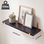 Fixwal Width 4.75 Inches Floating Wall Shelves, Set of 5, Black Gold - Image 3