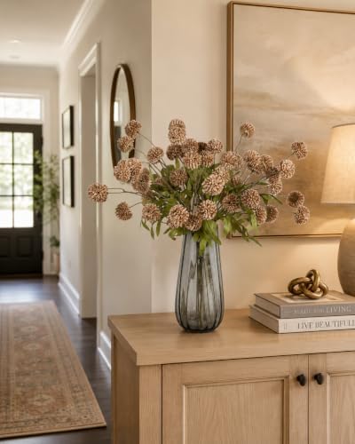 Brown Neutral Fall Decor with Vase, Artificial Chrysanthemums for Indoors - Image 7