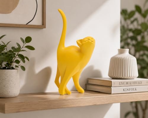 7 Inch Yellow Proud Cat Statue - Image 2
