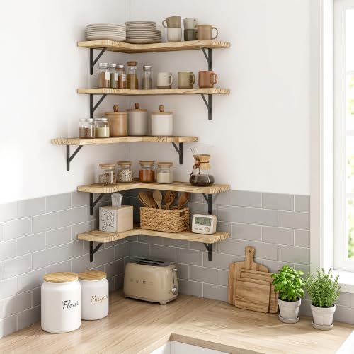 Fixwal Conner Shelves Wall Mounted for Decor, Carbonized Black 5pcs - Image 5
