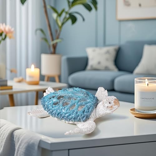 VVGIFTS Ocean White Sea Turtle Coral Reef Beach Coastal Home Shelf Decor - Image 7