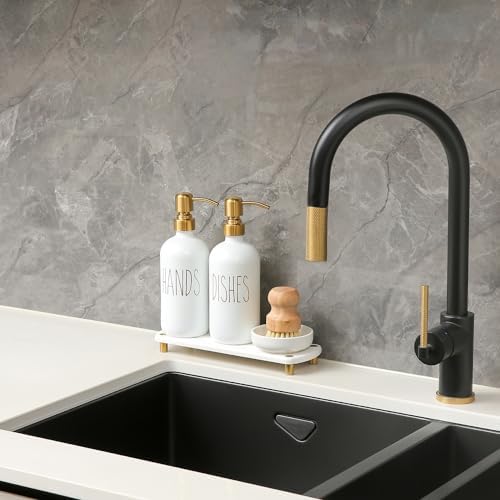 MOMEEMO Soap Dispenser Set Comes with Stainless Steel Pumps, Gold & White - Image 3