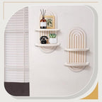 Wenqik 2 Pcs Boho Wall Shelf Rainbow Arch Wooden Floating Shelf, White - Image 6