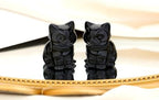QINJIEJIE Black Obsidian Cat Decor Statue Figurine Healing Crystals Gift - Image 2