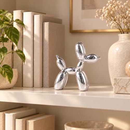 Silver Balloon Dog - Animal & Modern Sculpture Decor for Bedroom, Office & Preppy Room - Image 5