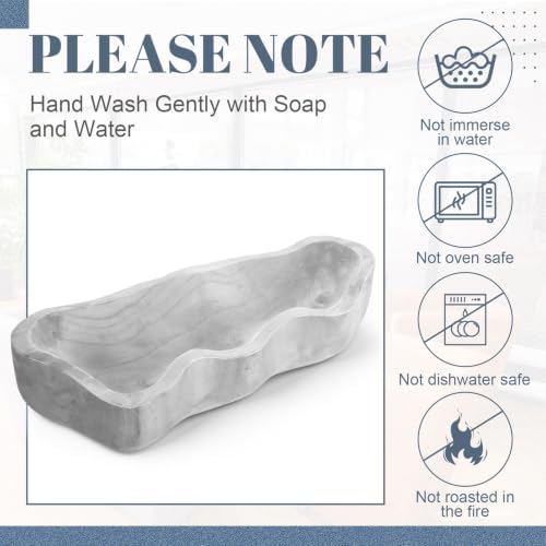 Nuogo 16 Inch Wooden Wavy Edge Dough Bowl Supplies, Grey - Image 6