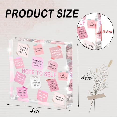 Female Desk Decor, 4x4 Inch Pink Acrylic, Motivational Quotes, Inspirational Desk Decor, Girls Dorm Must-Have, Positive Affirmation Gift for Women - Image 2