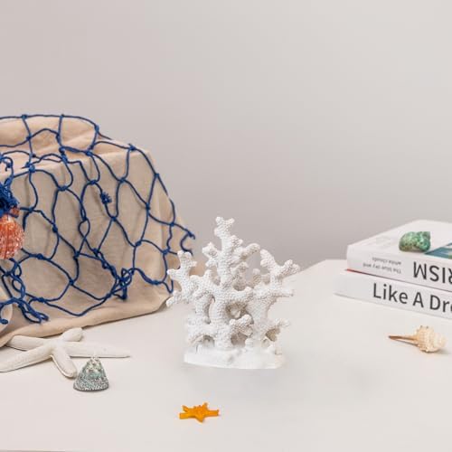 7.1" H White Coral Decor, Resin Statue, Nautical Decorations for Home, Bedroom, Bathroom, Living Room, Beach/Coastal/Ocean Themed Cabinet Shelf Tabletop Decor - Image 5