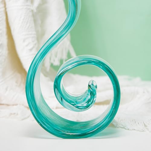 11.4" Tall Hand Blown Glass Sculpture, Murano Style Art Glass Figurine, Modern Coastal Home Decor Accent for Shelf, Table, TV Stand, Living Room Decoration - Image 5