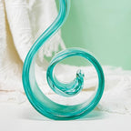 11.4" Tall Hand Blown Glass Sculpture, Murano Style Art Glass Figurine, Modern Coastal Home Decor Accent for Shelf, Table, TV Stand, Living Room Decoration - Image 5