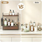 2-Tier Bathroom Counter Organizer with Drawer, Wood Counter Storage Shelf - Image 4