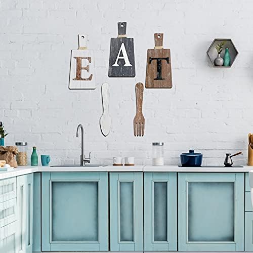 Jetec Cutting Board Eat Sign Set Wall Decor, White, Grey, Dark Brown - Image 6