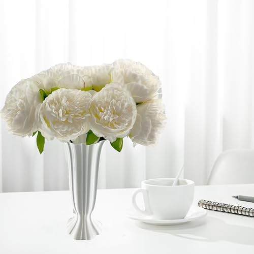 2 Bouquet 10Heads Artificial Fake Peony Flowers Silk Faux Flower for Home Office Party Wedding Decorations - Image 6
