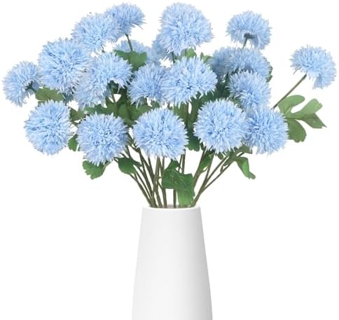 8PCS Blue 24 Head 3" Large Chrysanthemum Artificial Flower Balls Stems by Unknown