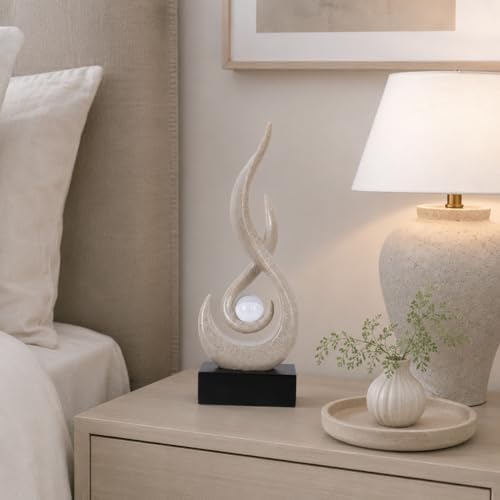 Modern Abstract Art Table Decoration,Resin Flame Statue Modern Centerpiece Ornaments for Living Room Great Gift Idea Home Decor,Collectibles (Grey) - Image 5