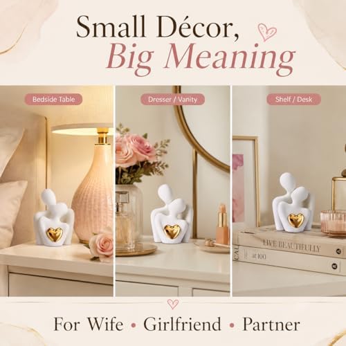 Mini Couple Statue Tv Stand Decor Items for Living Room Home Decor,Bedroom Decor for Couples Sculpture for Anniversary Wedding,Love Gifts for Couples 2026,Knick Knacks for Shelve (White, 3.15in) - Image 6
