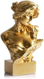 11.8" H Greek Mythology Bust Statue Decor,Artemis Statues Roman Goddess Figurines,Used for Sketch Practice Aesthetics Statues and Sculptures and Indoor Filling Space for Living Room, Bedroom (Gold) by LCCCK