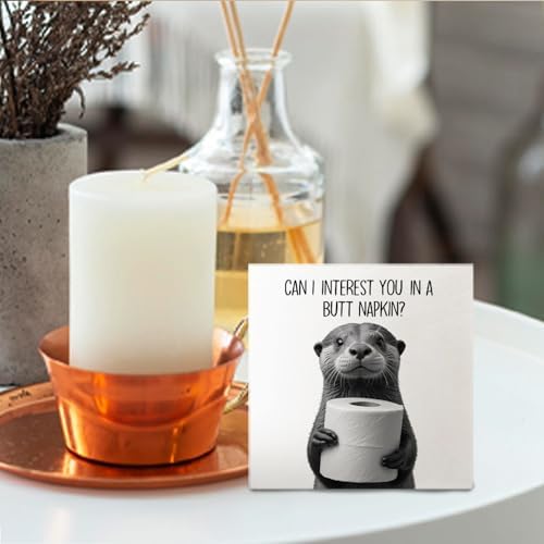 Funny Otter Bathroom Decor - Funny Bathroom Decor, Rustic Otter Wooden Box Signs, 6 X 6 Inches - Image 4