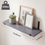 Fixwal Width 4.75 Inches Floating Wall Shelves, Set of 5, Grey - Image 3