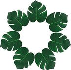 ATFL 8.3'' Artificial Medium Palm Leaves,50 PCS Fake Tropical Monstera Faux Palm Leaves for Safari Jungle Hawaiian Luau Party Table Decoration Wedding Birthday Beach Theme Party (Green, 50)… by ATFL
