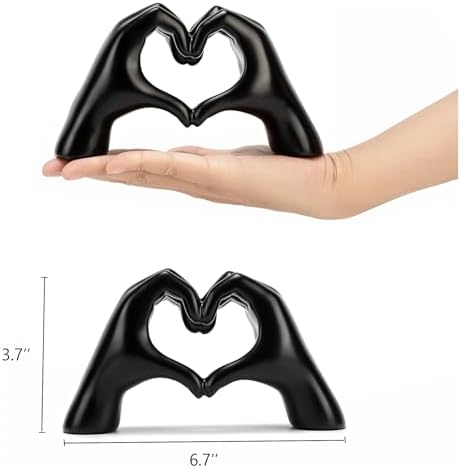 FANTESTICRYAN Heart Hands Statues, Black Resin Home Decor Accent, Medium - Image 3
