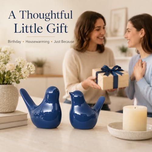XMGZQ Small Ceramic Bird Statue and Sculpture for Home Decor Accents,Modern Animal Ornaments for Living Room,Bedroom,Coffee Table Centerpiece,Bookshelf,Cabinets,Cute Knick Knacks for Shelves (Blue) - Image 7