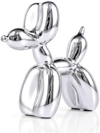 Silver Balloon Dog - Animal & Modern Sculpture Decor for Bedroom, Office & Preppy Room by XIAOMAGG