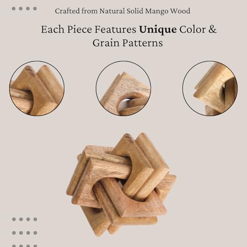 Boho Wooden Chain Links Decorative Object for Coffee Table & Shelf | Handmade Mango Wood Knot Sculpture Rustic Modern Arch Décor for Living Room, Entryway, Console, Office Home Accent (Natural) - Image 4
