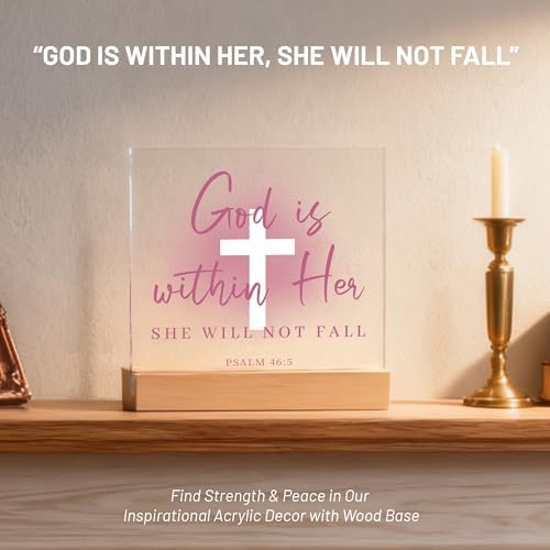Christian Gifts for Women, Pink Bible Verse Artwork, Acrylic Christian Decor - Inspirational Spiritual Gifts for Friends, Sister, Mom - Religious Room Decor for Home, Office, Dorm - Image 4